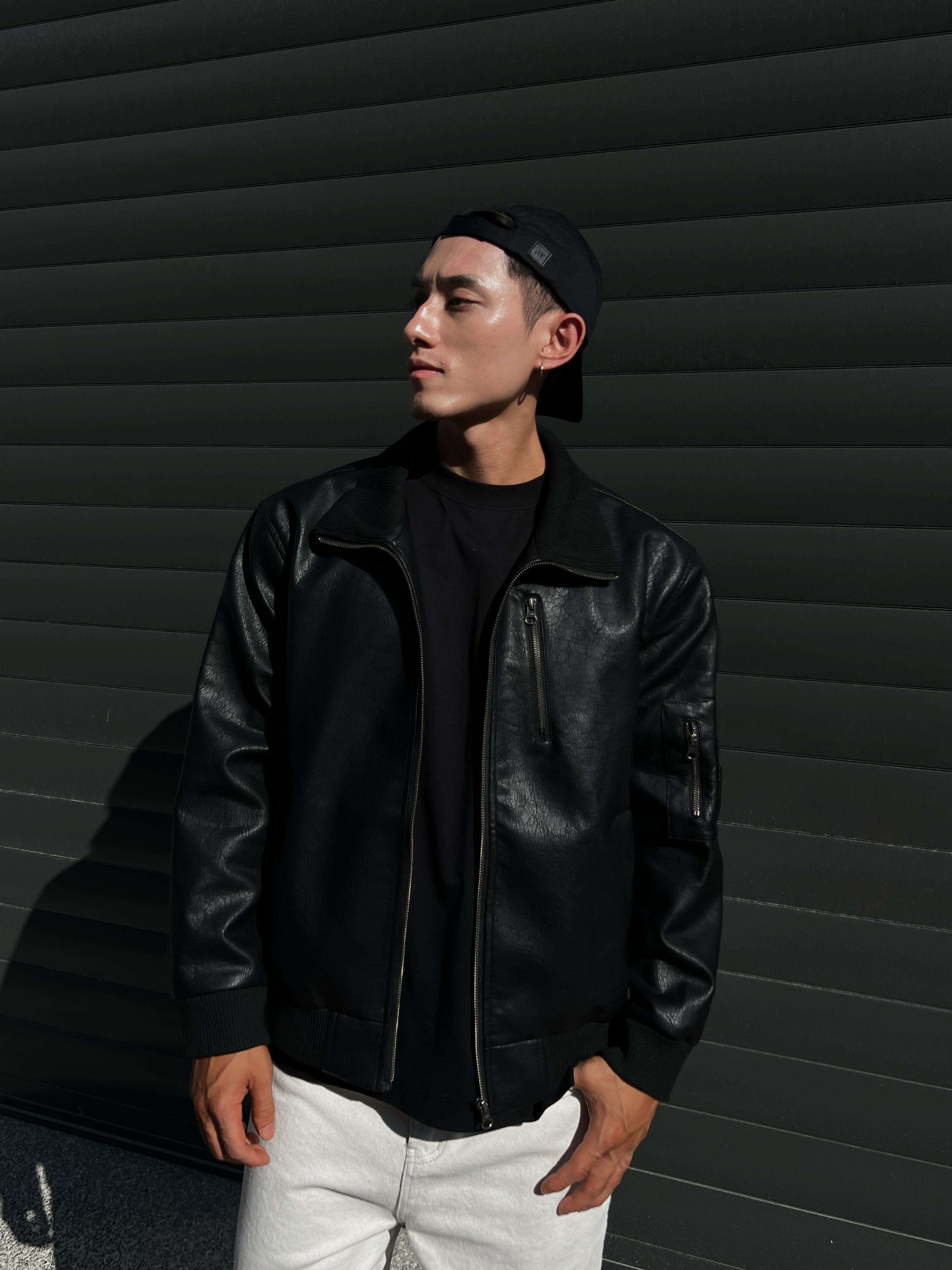 Cracked Leather Biker Jacket