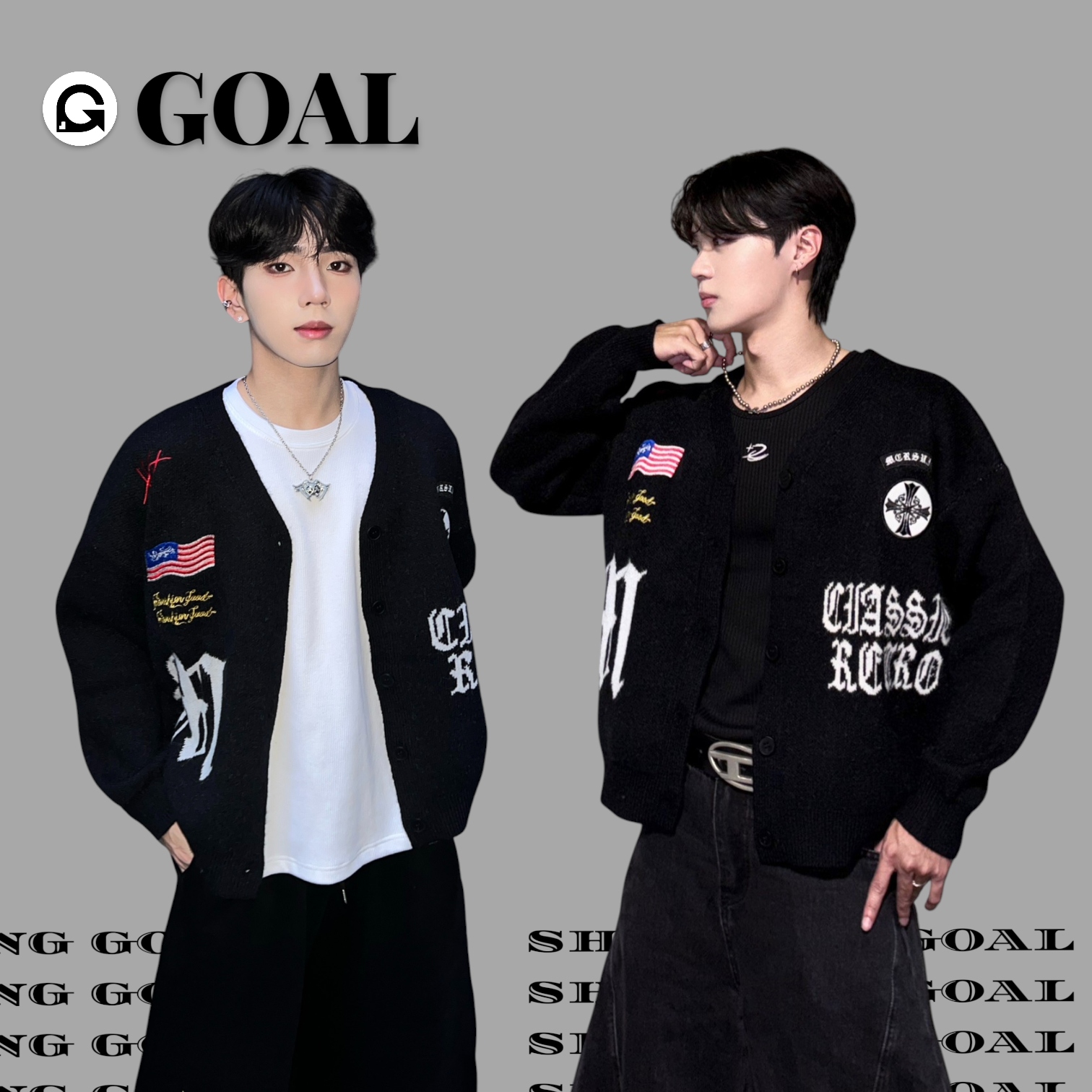 (GOAL) 美式 復古 街頭 針織 開衫 外套 MQ7967