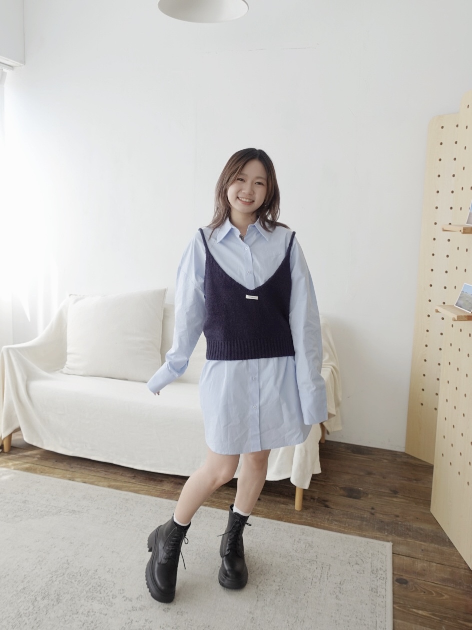 |現貨|質感翻領排扣大版襯衫(2色)(短版/長版)