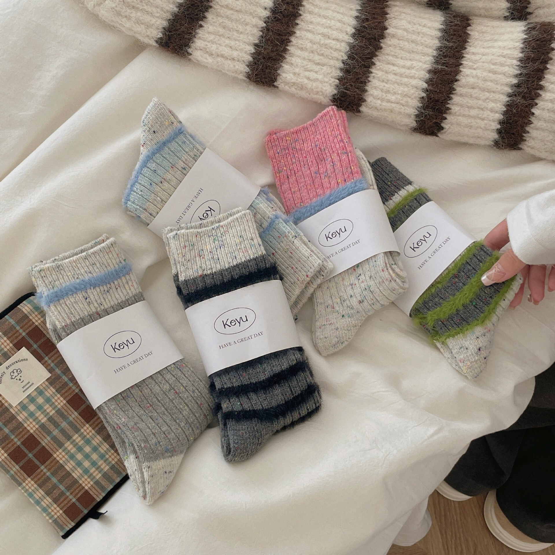 《6312》♾️條紋點子羊毛襪