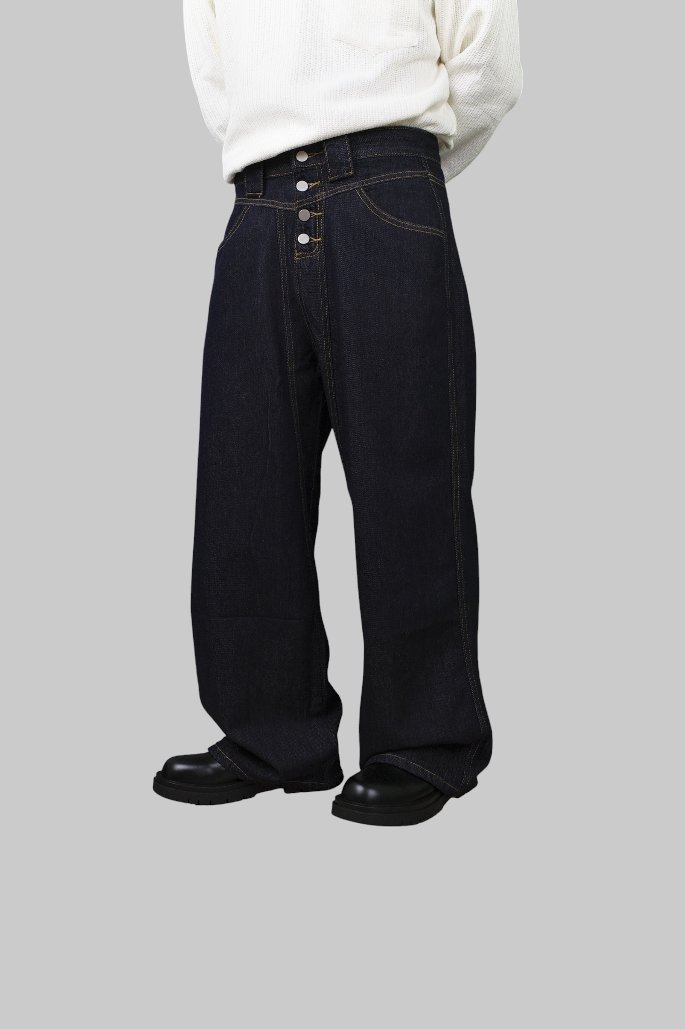 『Always_Good』復古 單寧 排扣 牛仔 長褲