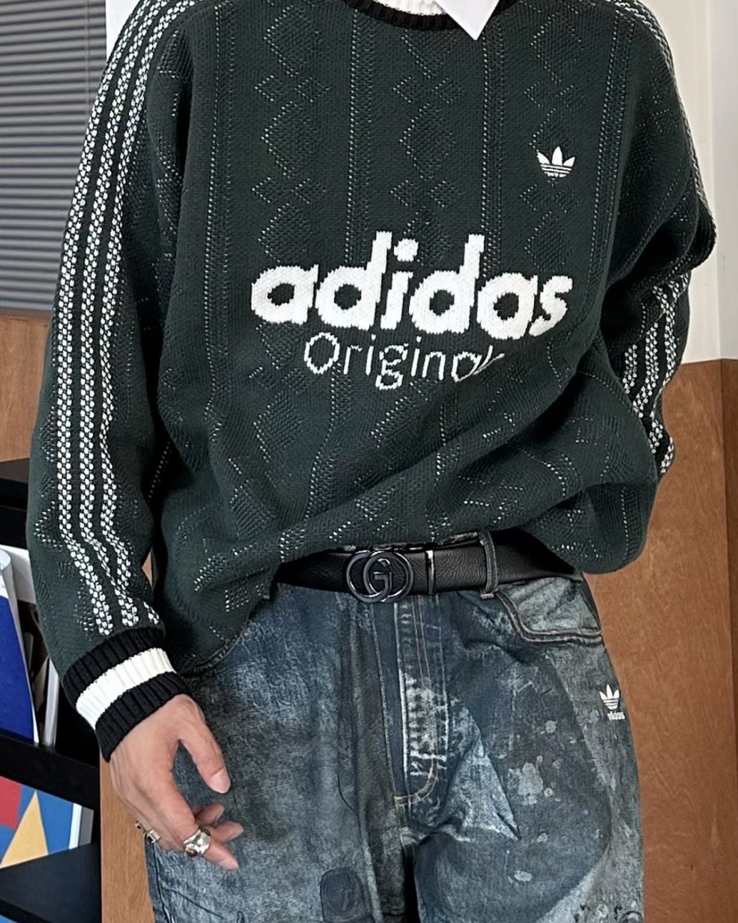 <超帥>Adidas Originals U SWEATSHIRT 字母 三線 針織衫 毛衣 長袖 2色