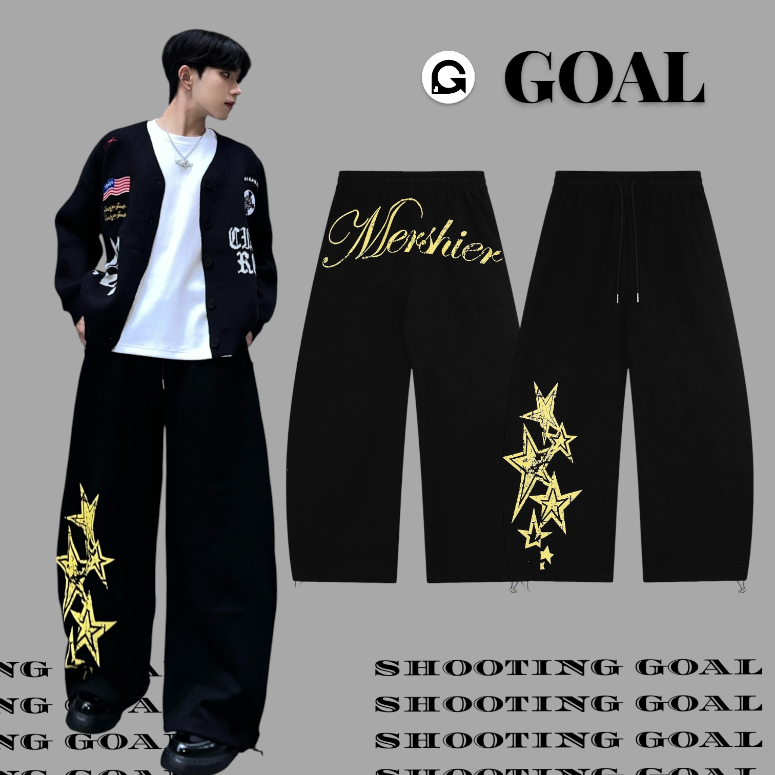 (GOAL)美式星星抽繩棉彎刀褲 MQ7799