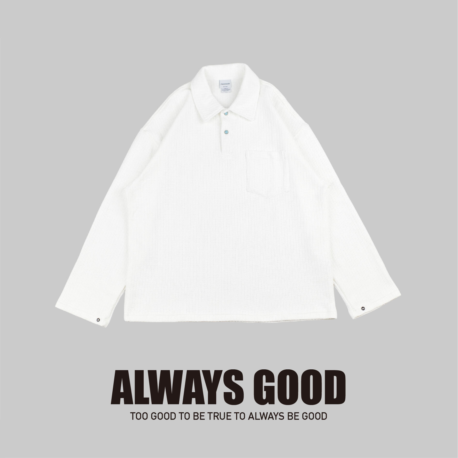 『Always_Good』日系 綠松石 翻領 薄長TEE