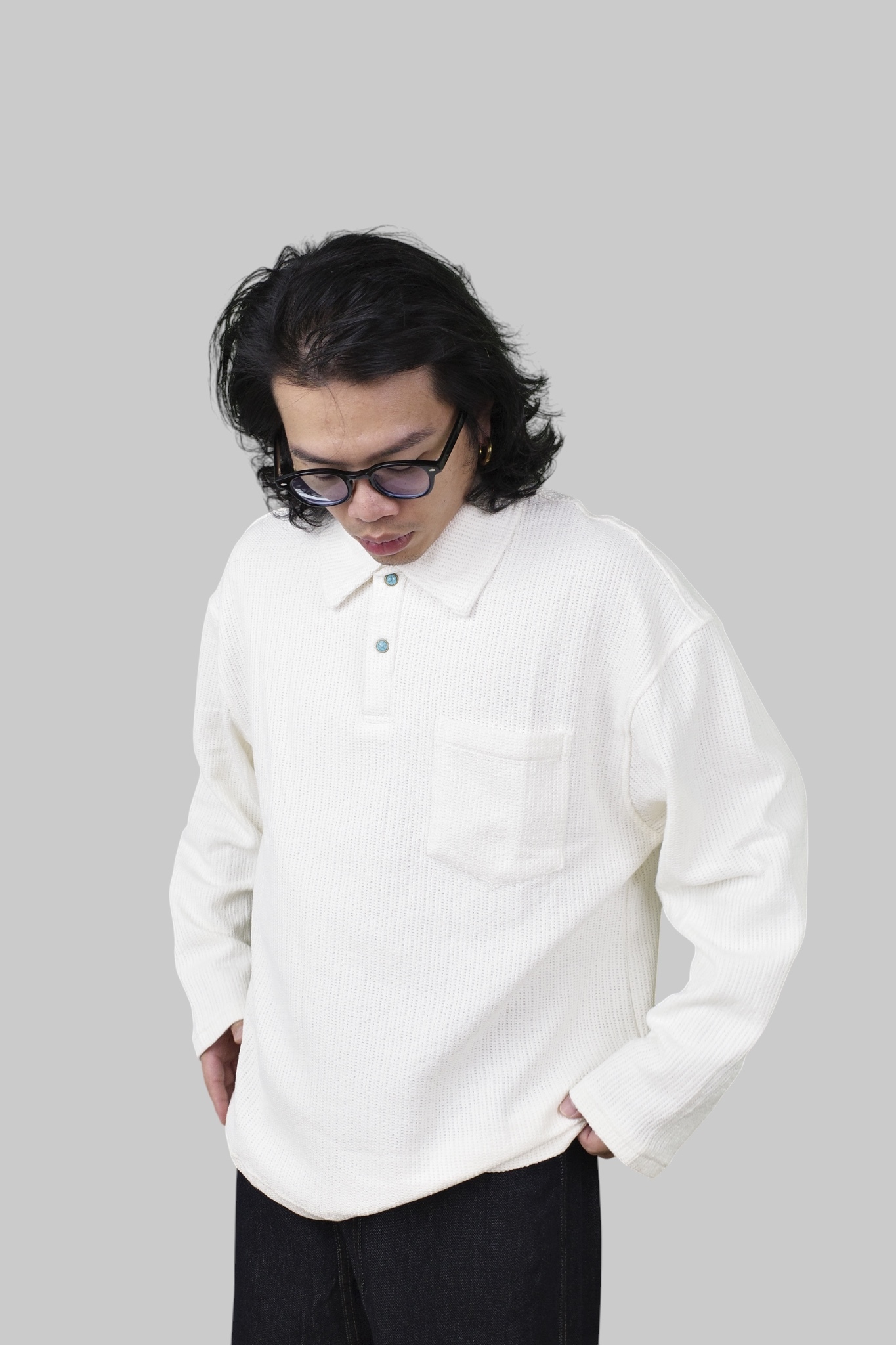 『Always_Good』日系 綠松石 翻領 薄長TEE