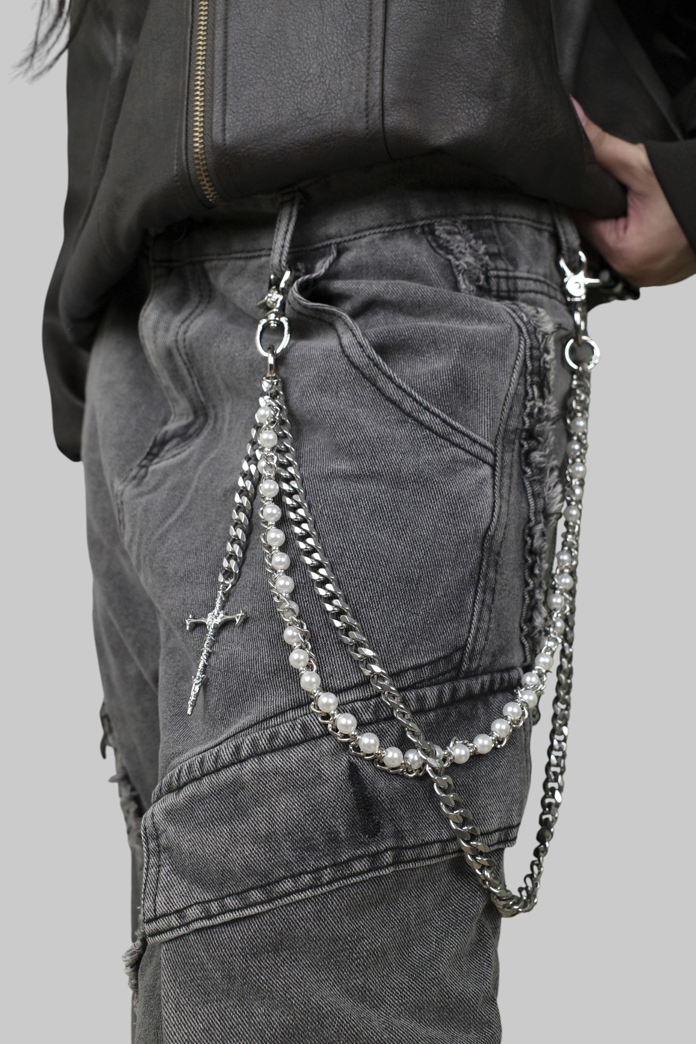 『Always_Good』珍珠 古巴鏈 多層次 褲鏈