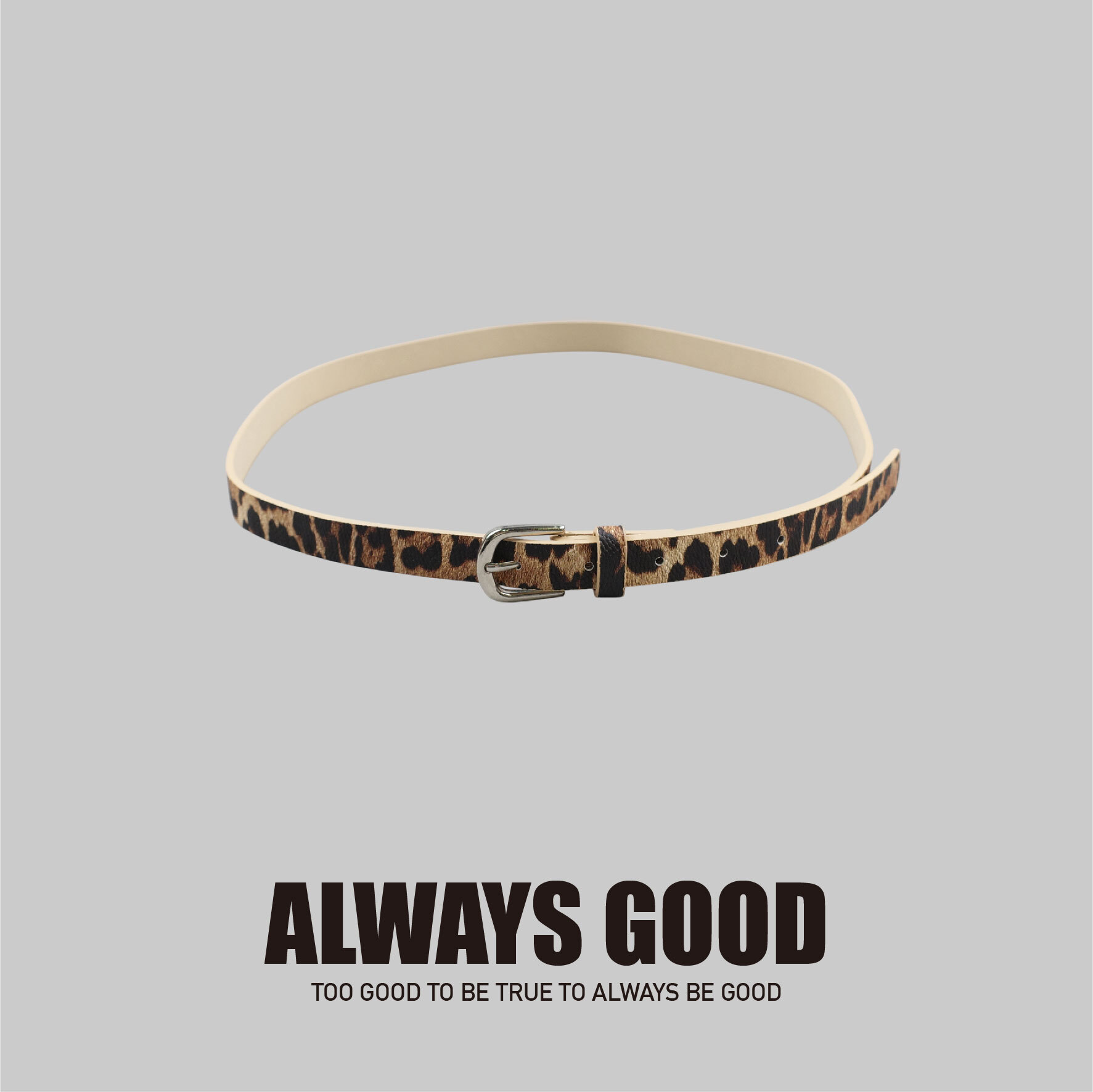 『Always_Good』豹紋 皮革 細腰帶