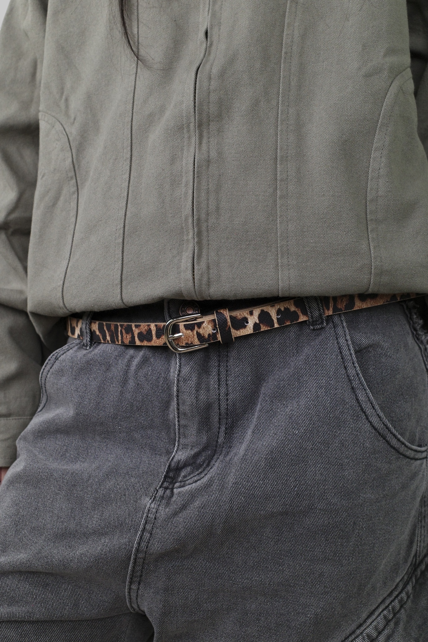 『Always_Good』豹紋 皮革 細腰帶