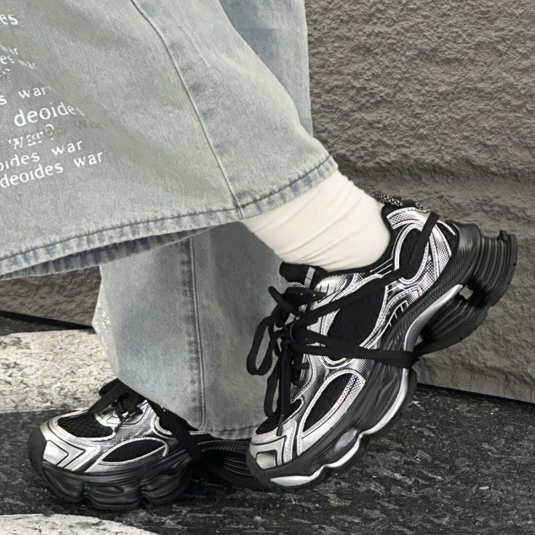 KAPPA 黑銀 網布 復古 厚底 增高 休閒 老爹鞋 K0F85MC17CZ-990