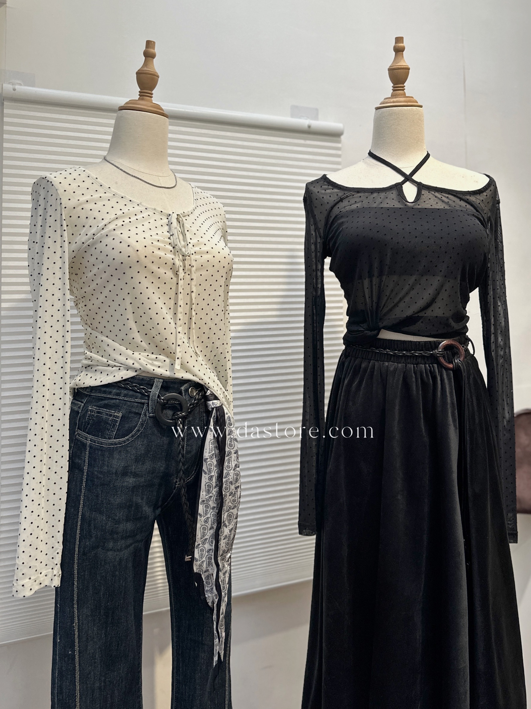 蝴蝶結波點微透打底衣/二色