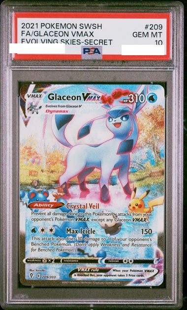 [PSA 10] 2021 POKEMON SWORD & SHIELD EVOLVING SKIES #209 FA/GLACEON VMAX EVOLVING SKIES-SECRET