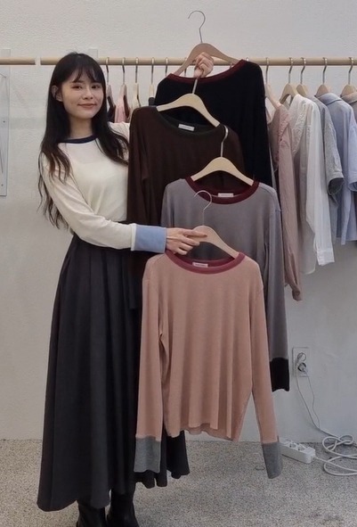 FP5132 混線撞色拼接針織上衣