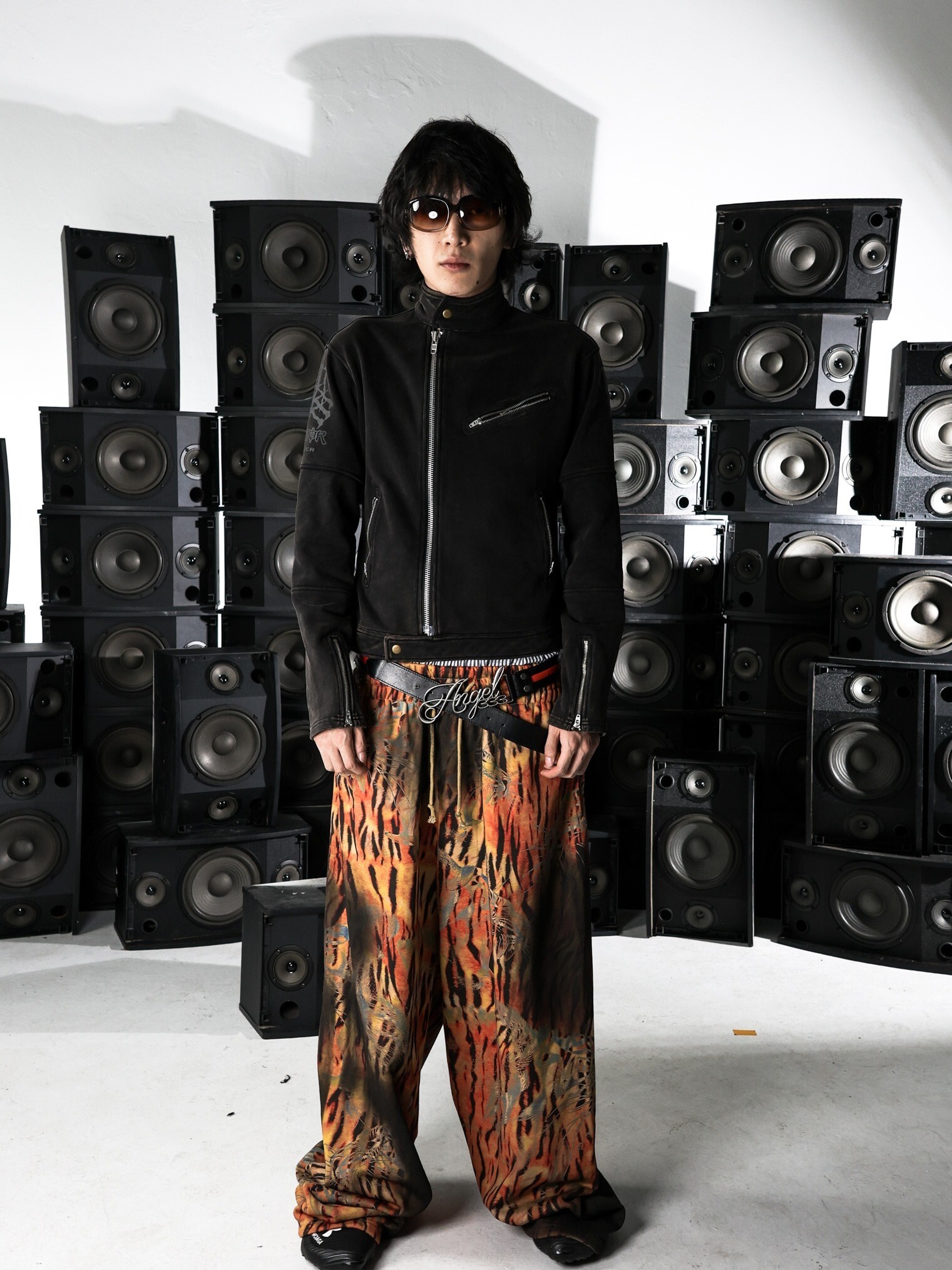 PCCVISION 3MAN0N 滿版虎紋印花 做舊寬鬆 褲腳抽繩 棉長褲