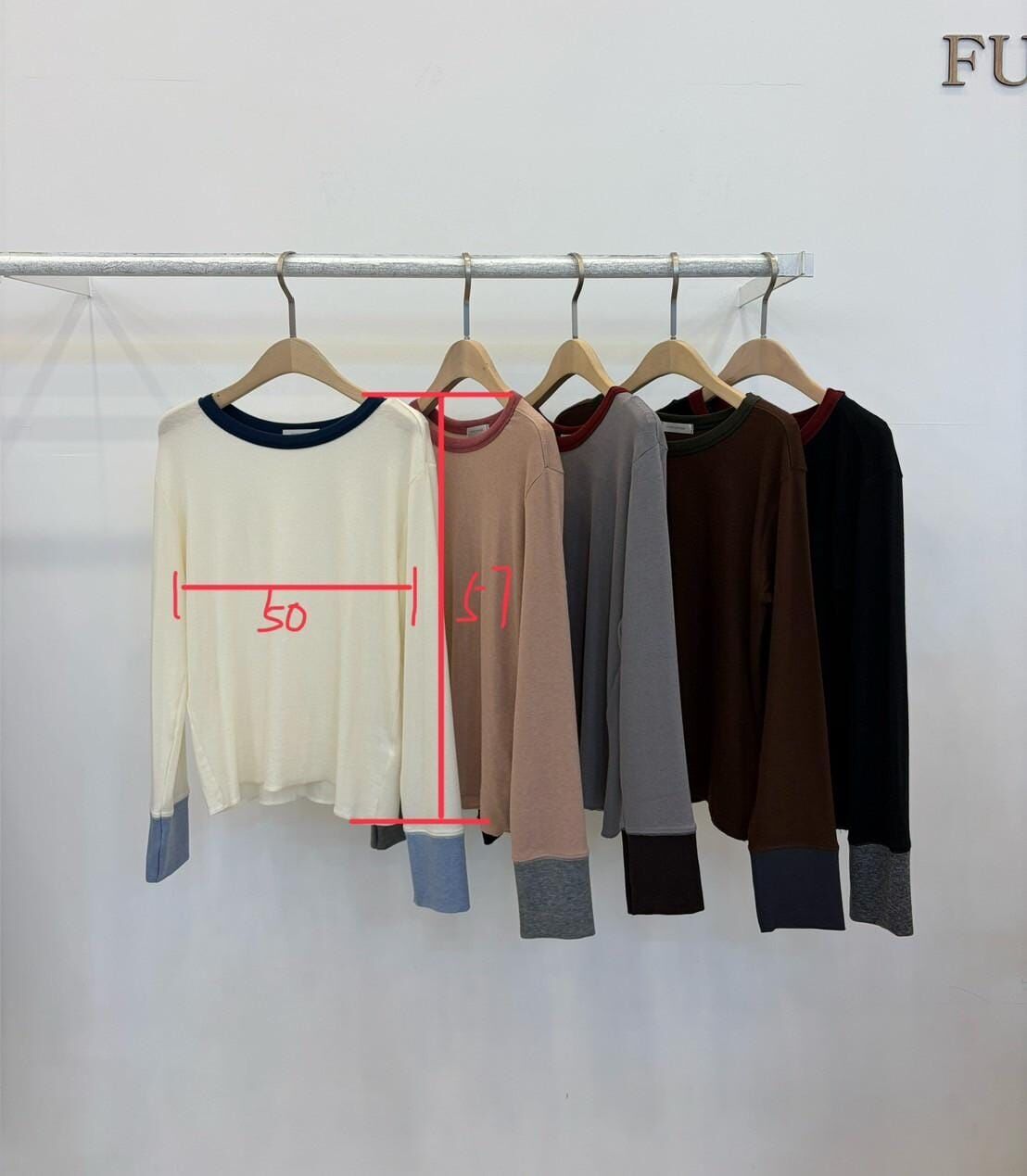 FP5132 混線撞色拼接針織上衣