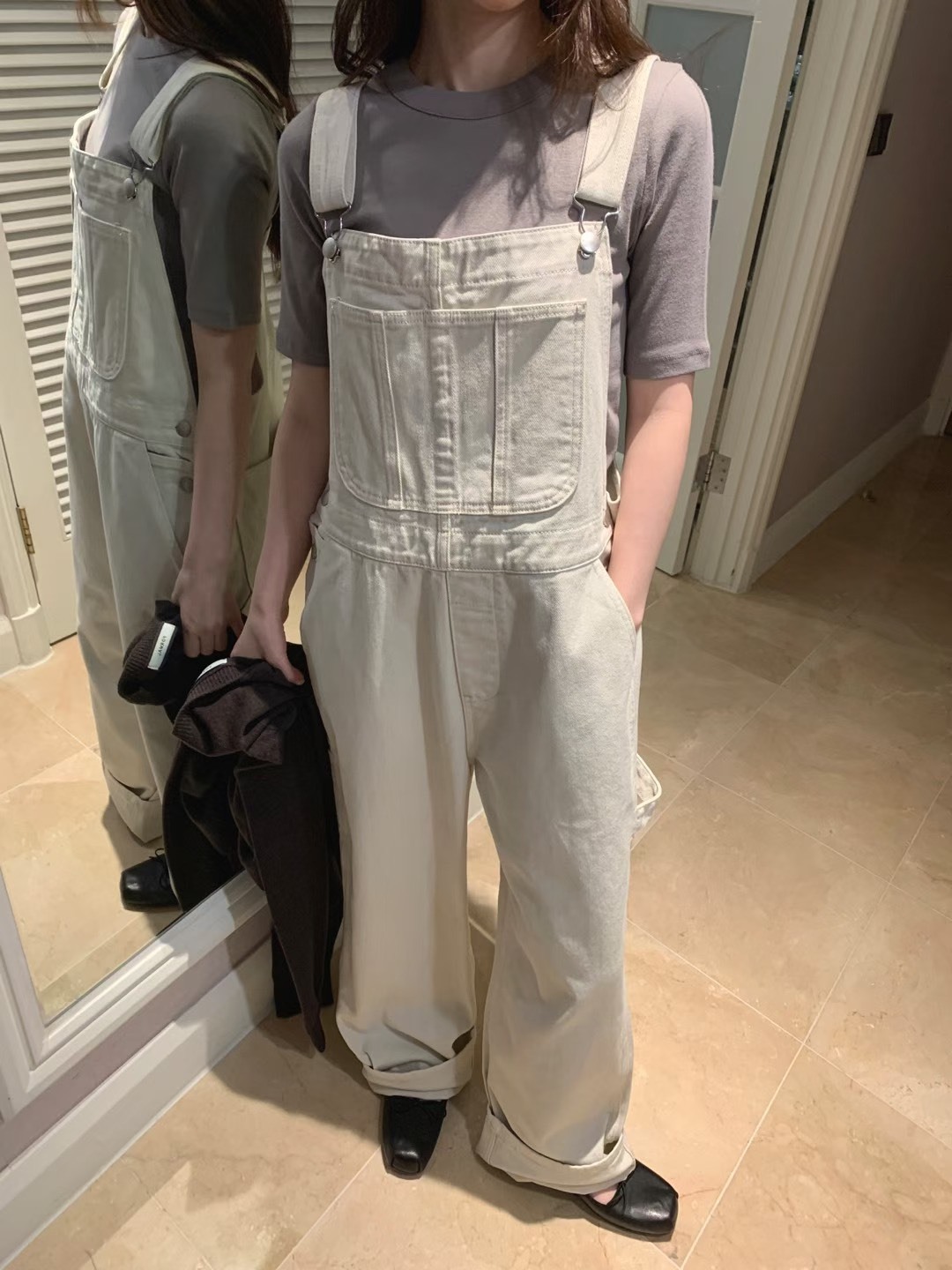 可愛休閒風吊帶長褲