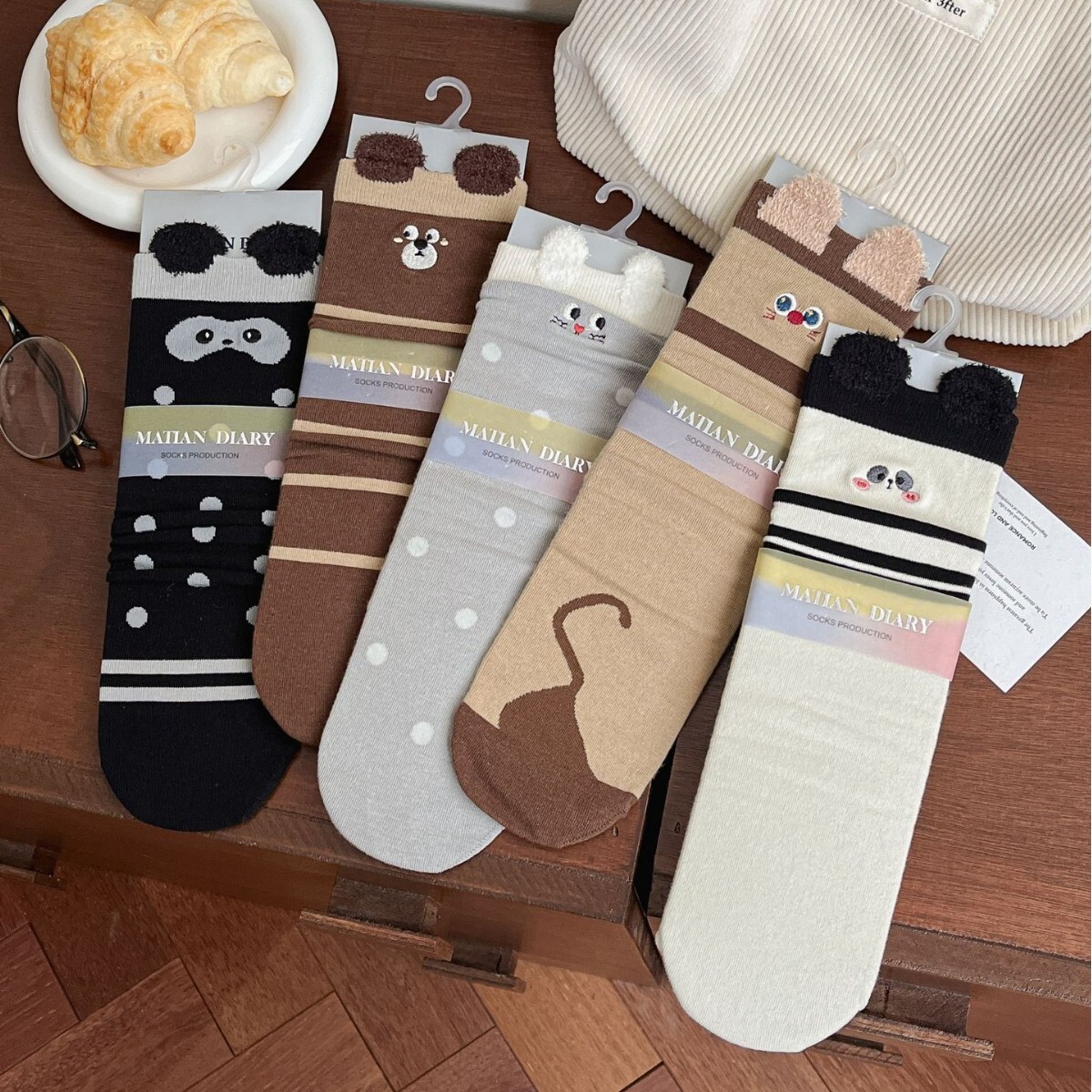 《6316》♾️植絨可愛動物中筒襪
