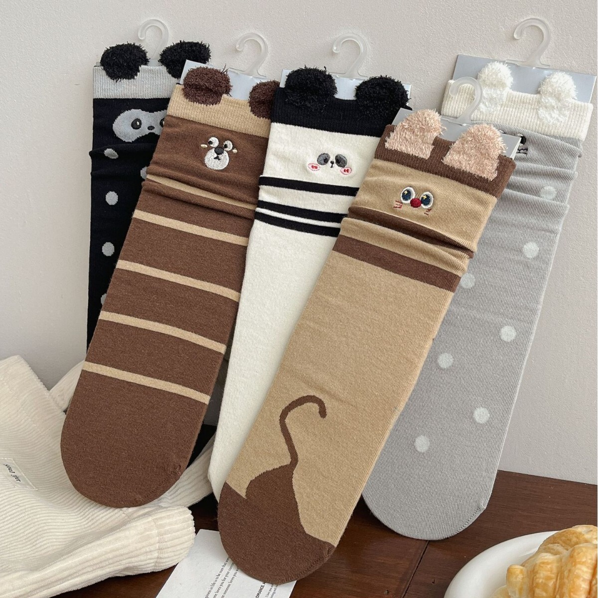 《6316》♾️植絨可愛動物中筒襪