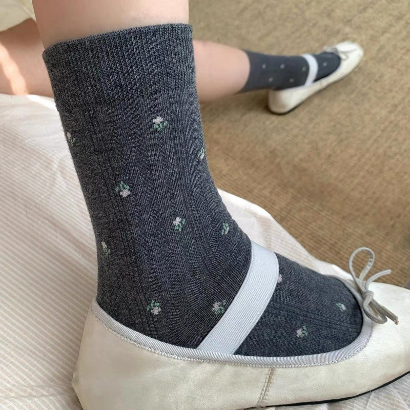 《6317》♾️秋冬法式碎花中筒襪