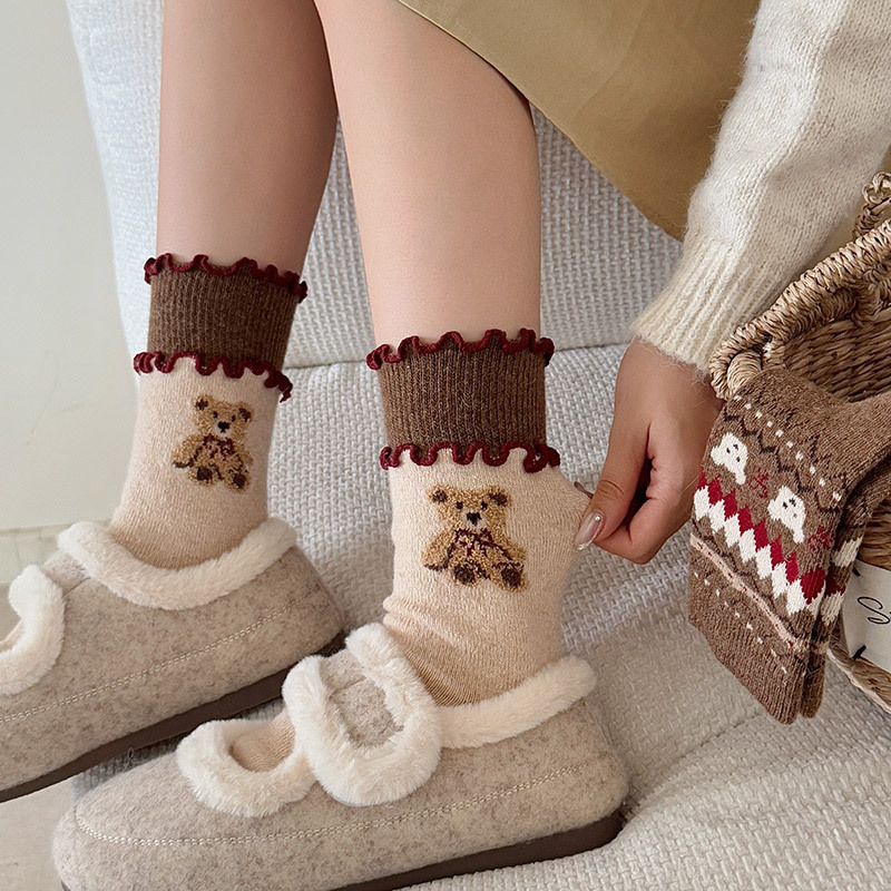 《6318》♾️美拉德小熊秋冬加厚襪