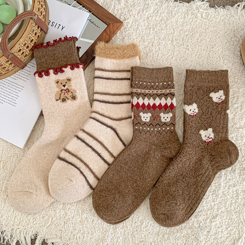 《6318》♾️美拉德小熊秋冬加厚襪