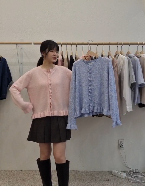 FP5134 浪漫波浪邊針織外套