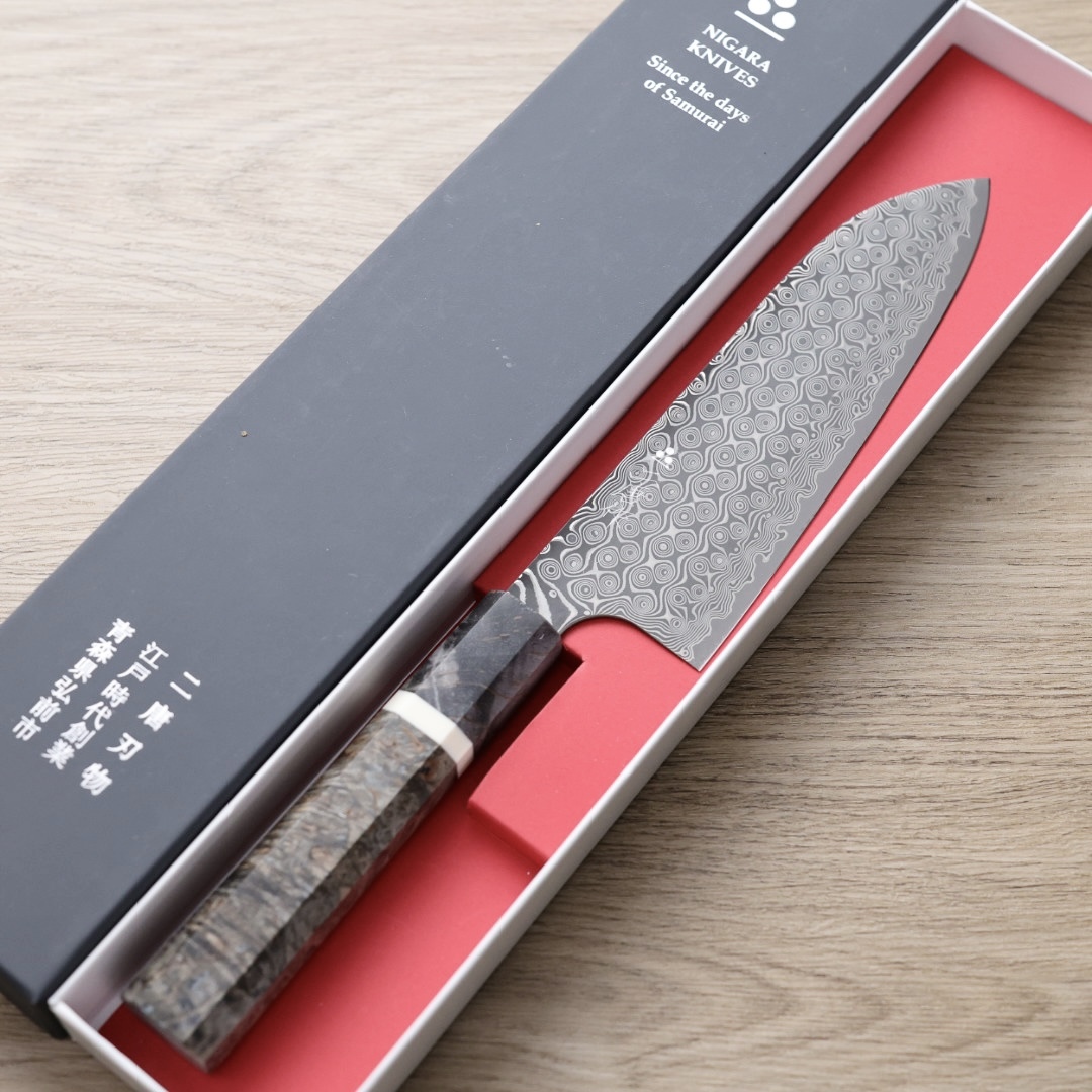 二唐刃物 三德 180mm SG2粉末HSS鋼 暗紋