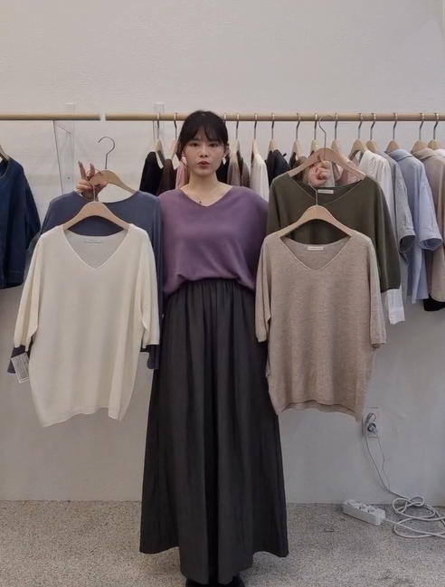 FP5124 經典V領短袖毛衣