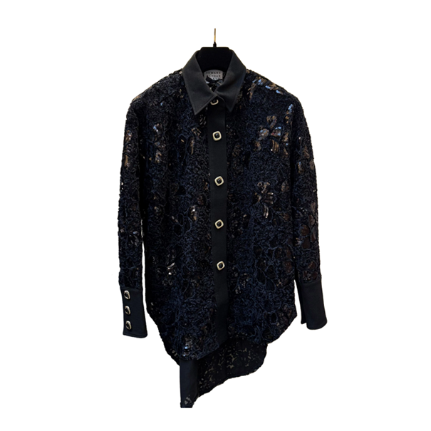 1EA1020-056 EDWARD ACHOUR Blouse Without Bow Black #090628/932 (C-EU-E)