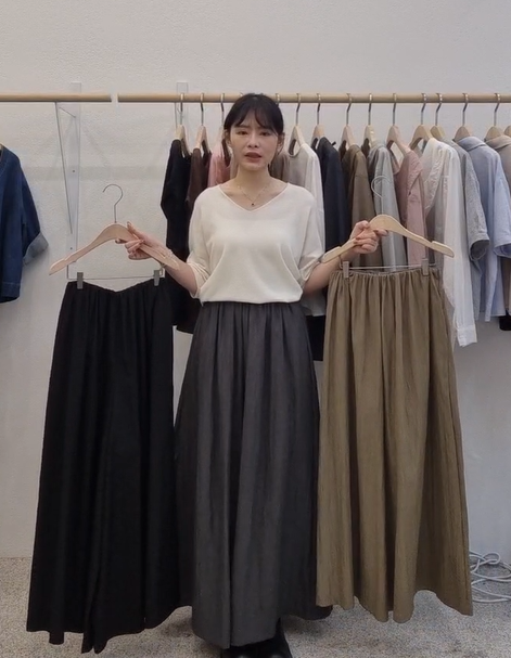 FP5137 全橡筋樹紋長裙褲