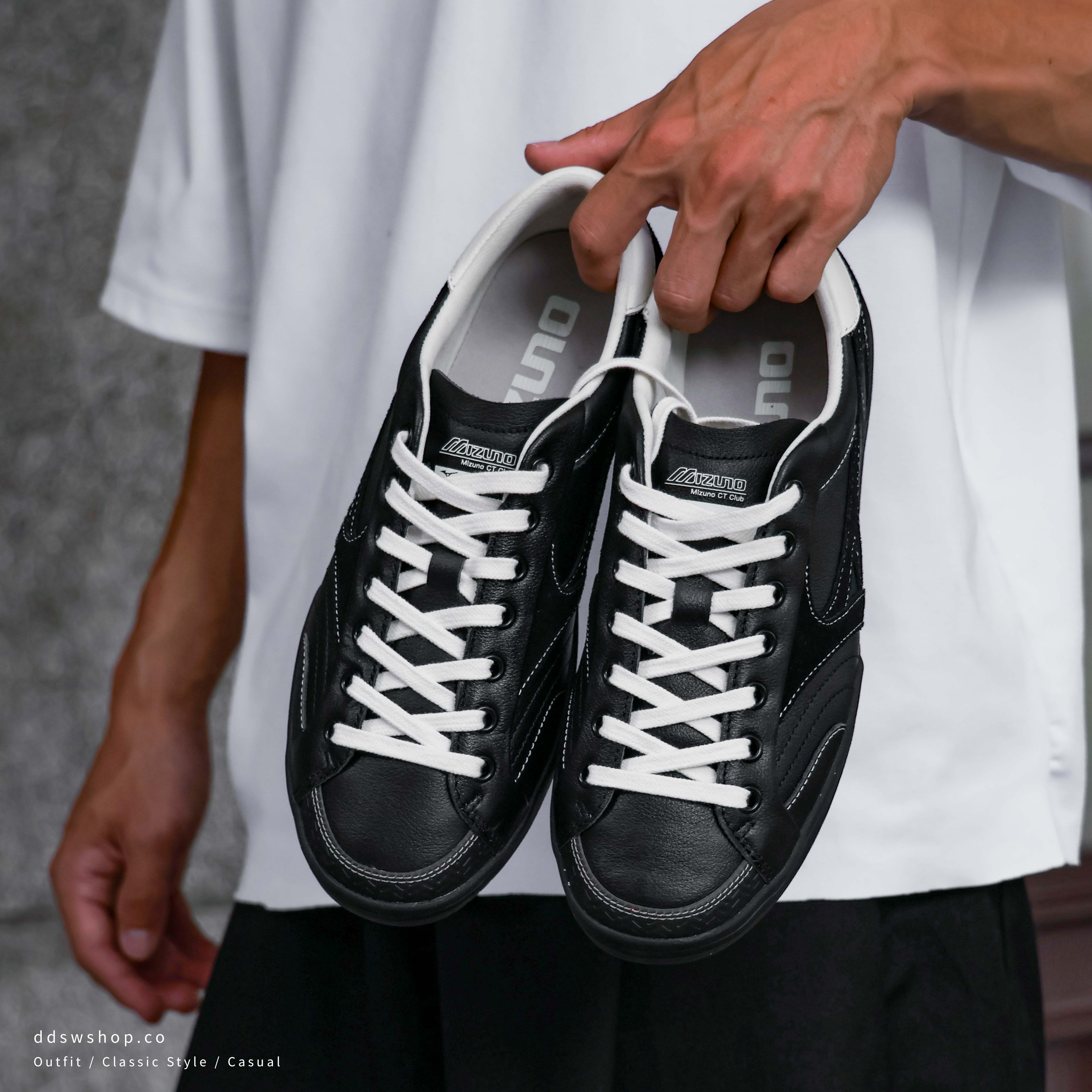 "代購" Mizuno 美津濃 CT CLUB 全黑 奶油白 皮革 外縫線 復古薄底鞋 D1GH261005