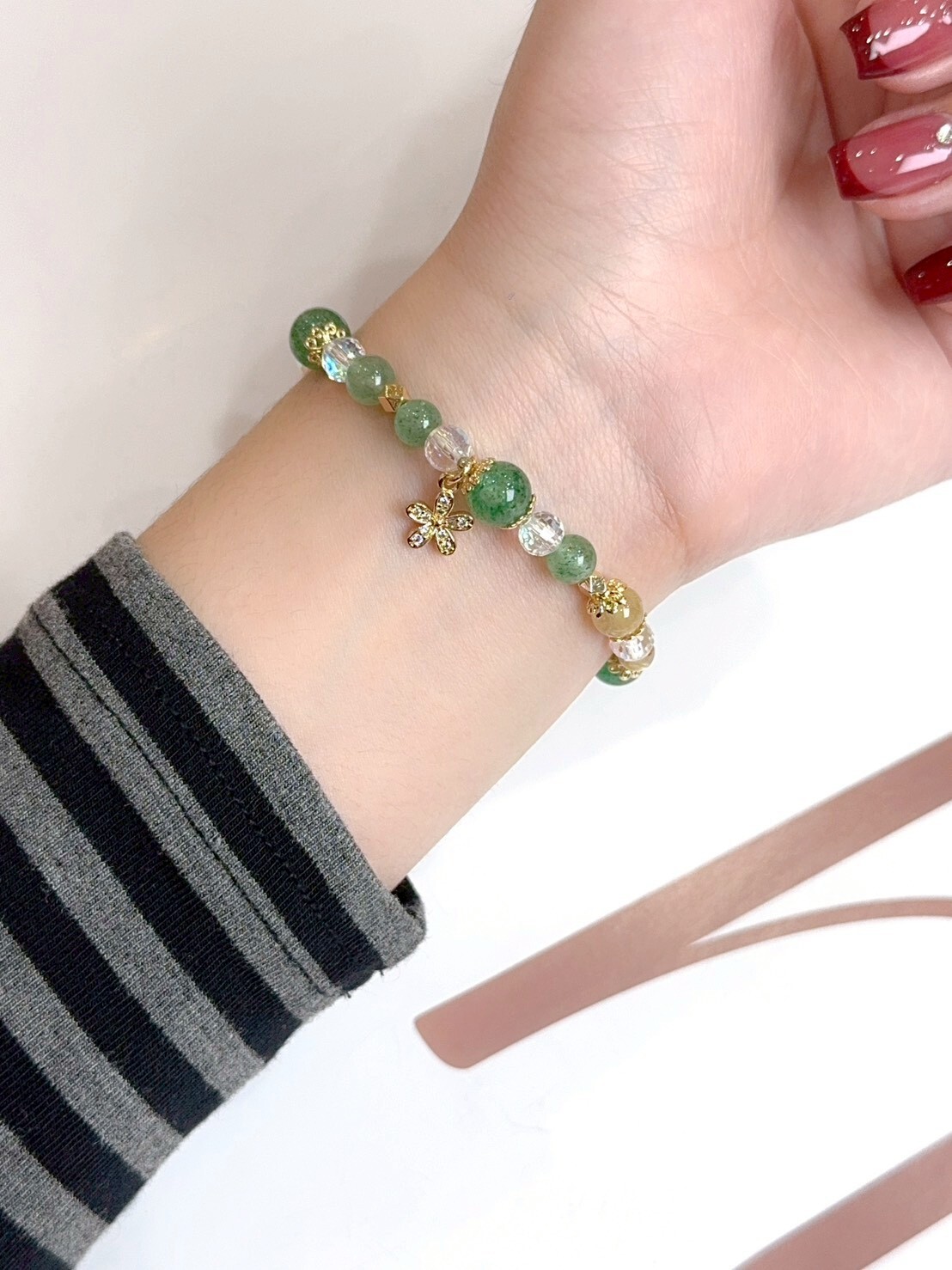 綠草莓晶/鈦晶水晶手鍊