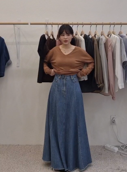 FP5142 洗水車線魚尾牛仔裙 (S/M)