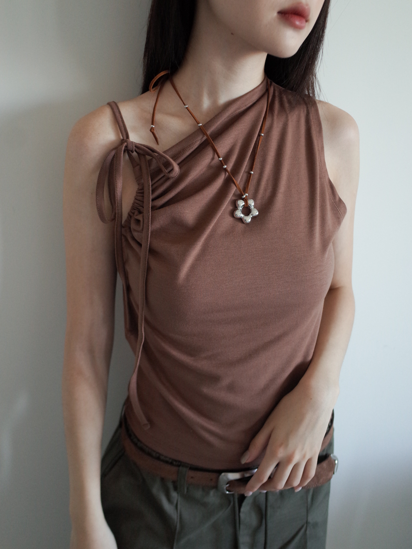 autumn-tone asymmetric ruched cami