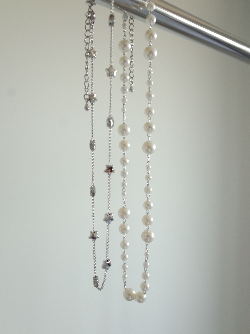 3-way pearl & star fine chain