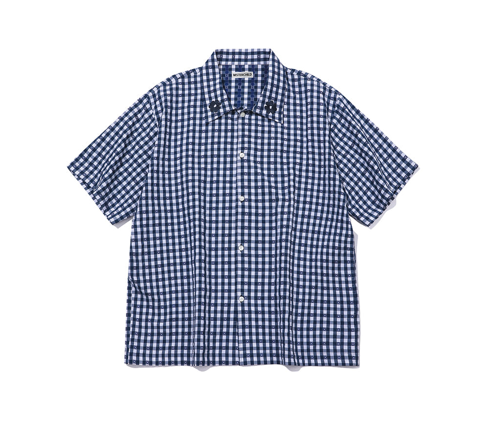 MISTERCHILD 藍格紋 短袖襯衫 上衣