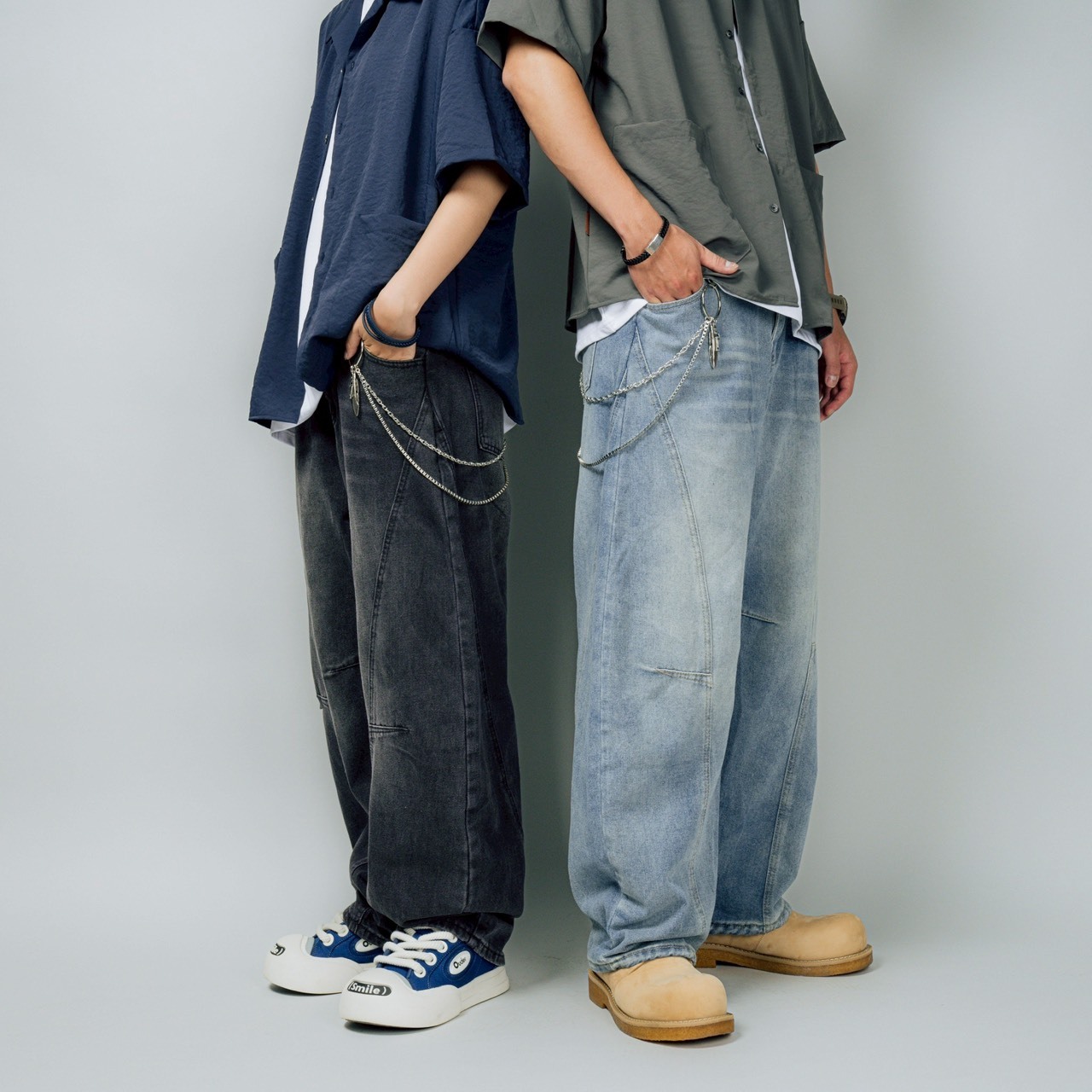 《台灣現貨》V0002｜微彎刀立體剪裁牛仔褲