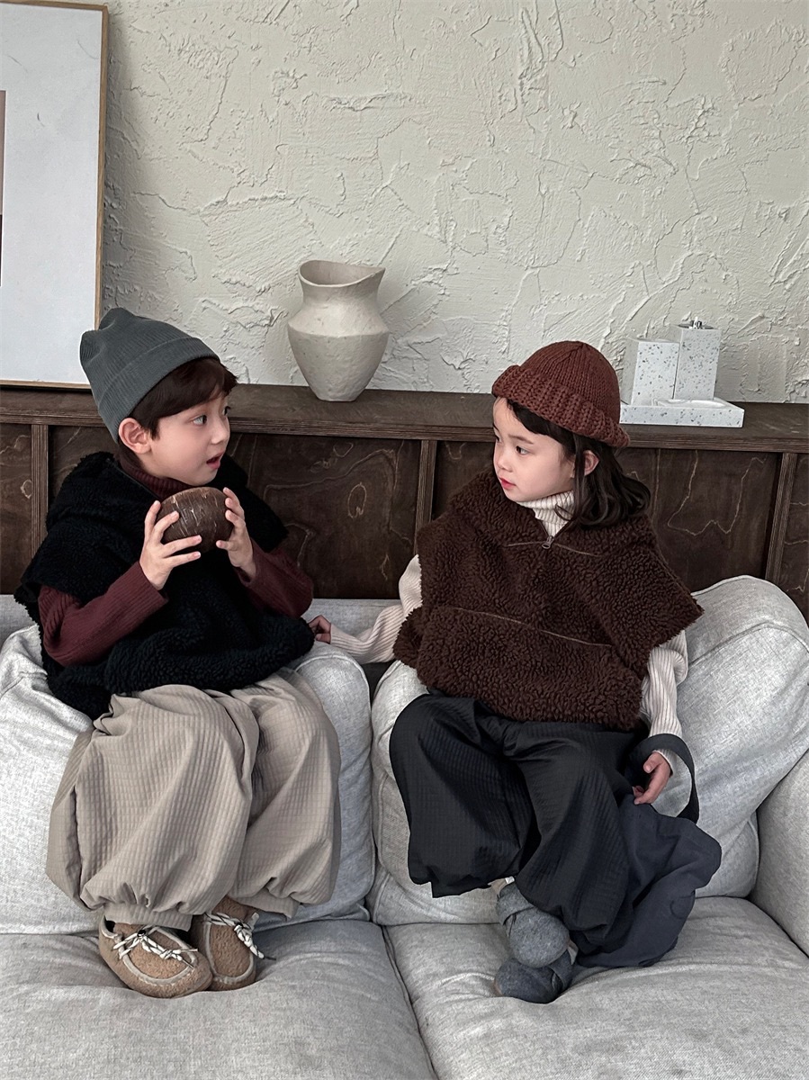 兩色加厚羊羔毛背心