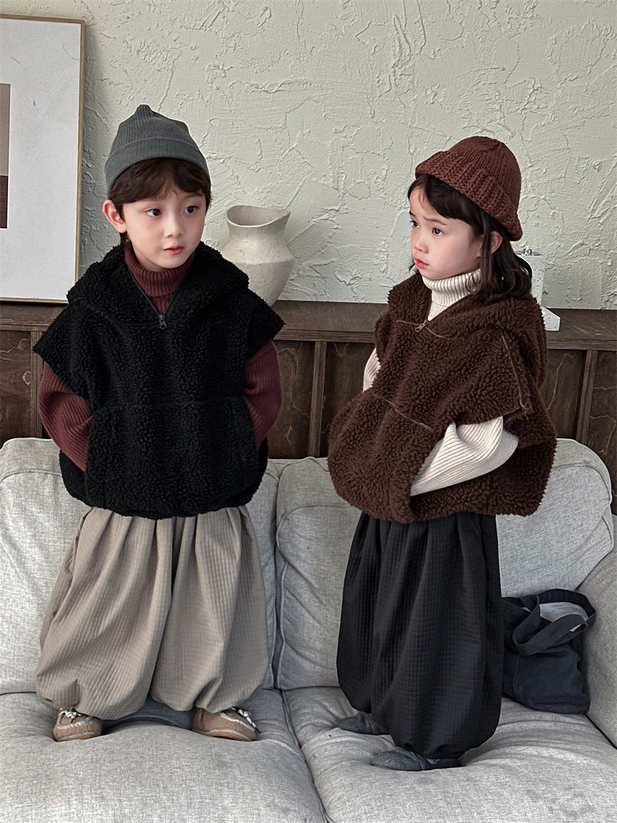 兩色加厚羊羔毛背心