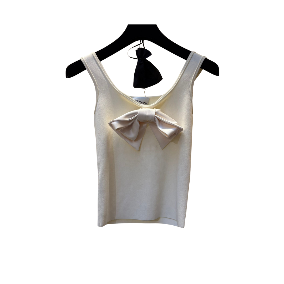 1EA1020-079 EDWARD ACHOUR Knit Top with Detachable Statement Bow Ivory #091506/995 (C-EU-E)