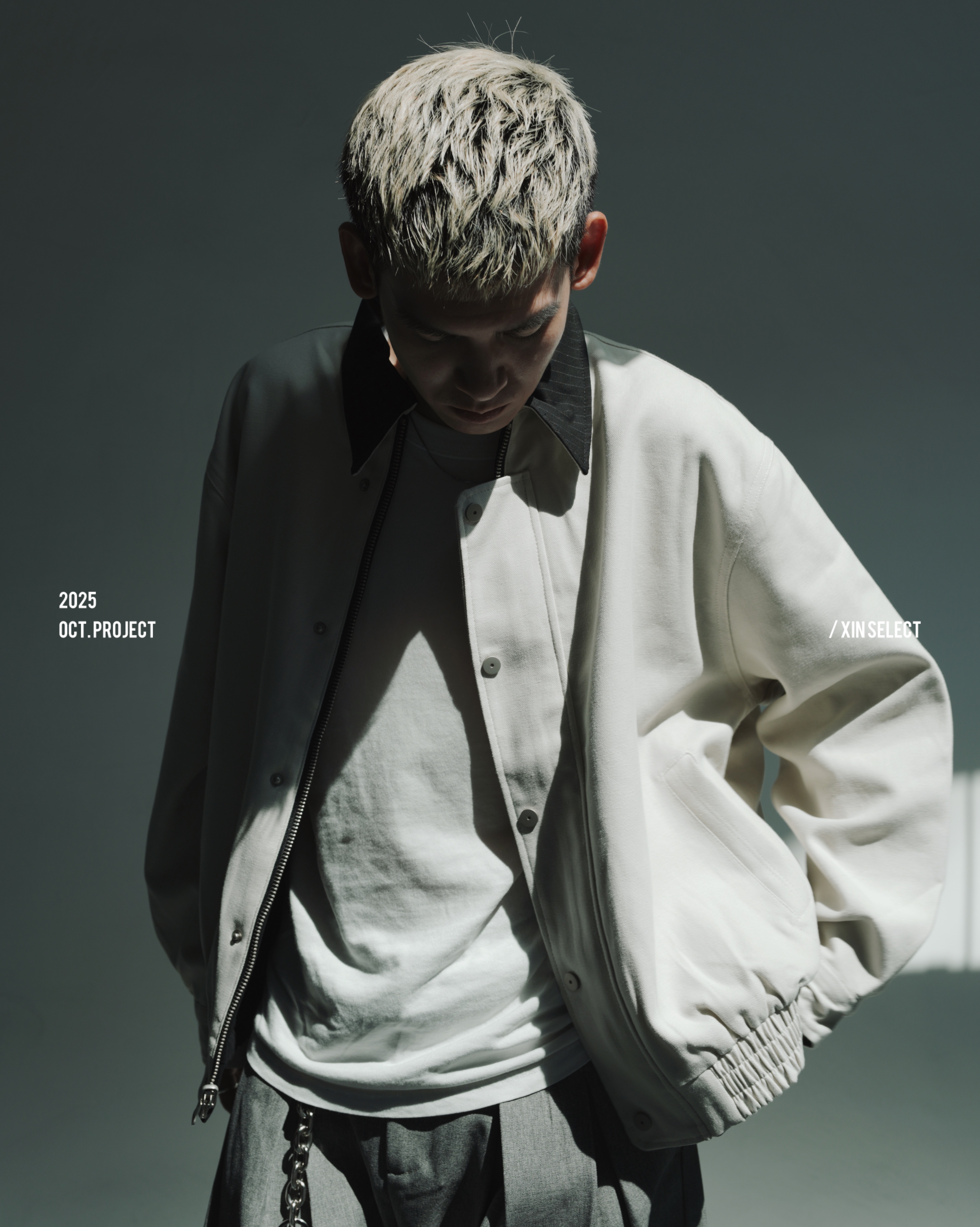 XIN SELECT 雙面穿 翻領 外套 條紋 黑白 CW1237