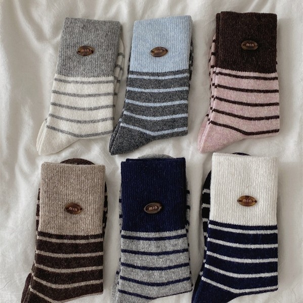 《6321》♾️Mini鈕扣條紋保暖襪