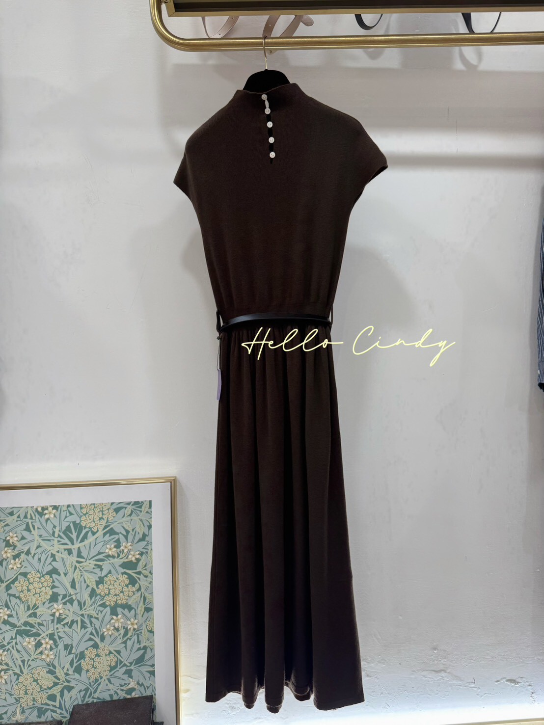 B10089 Cindy自留款～優雅針織拼接長洋裝(附腰帶)