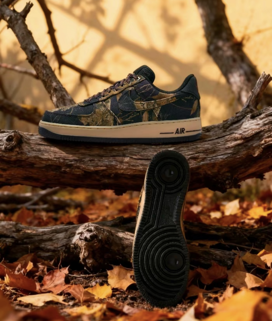 【APAIR】預購 Nike air force 1 low realtree 樹枝迷彩 奶油黑底 樹葉圖騰 IH1221-900