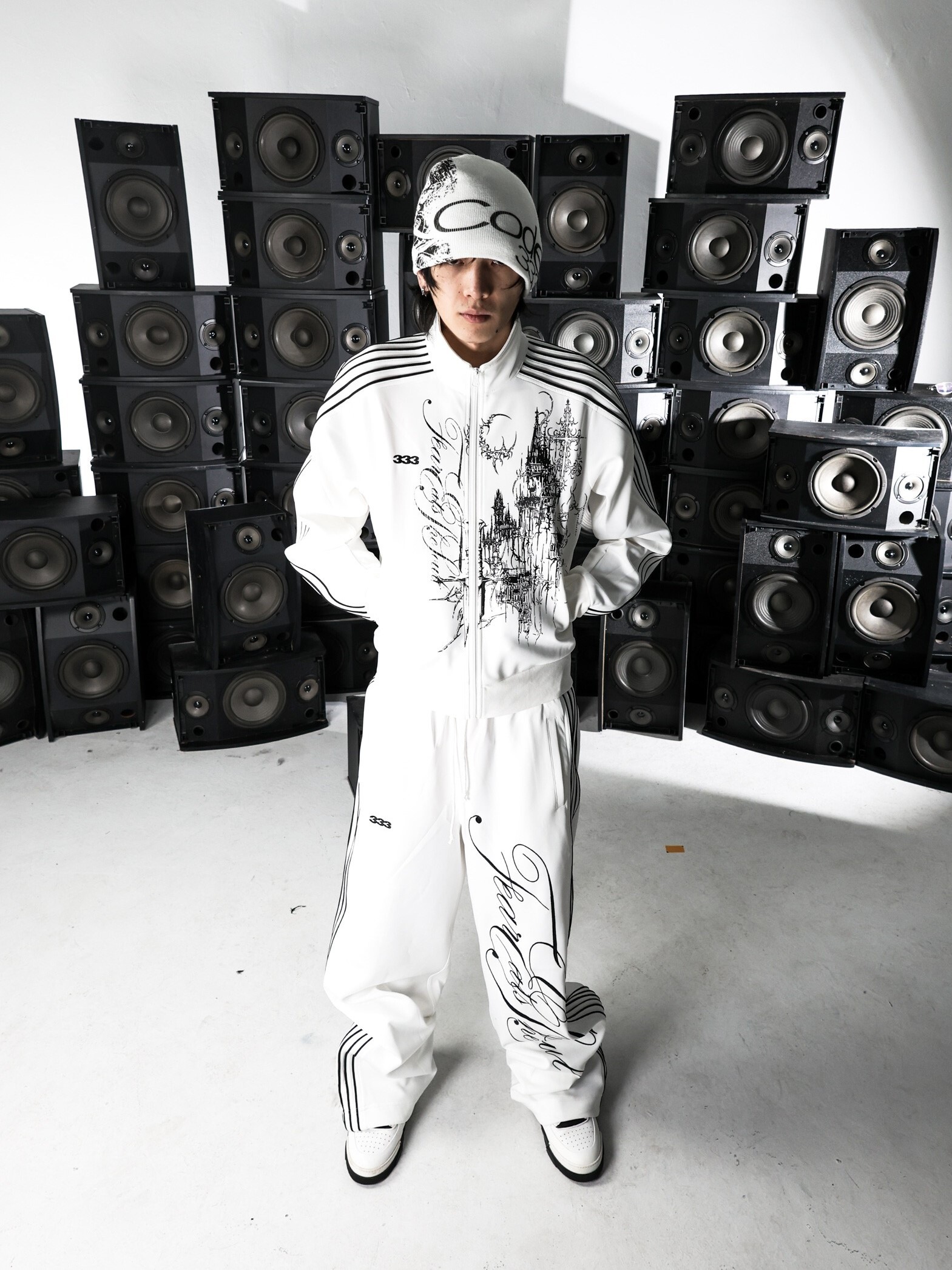 PCCVISION 3MAN0N 333cstles雙色條紋 刺繡印花 運動套裝