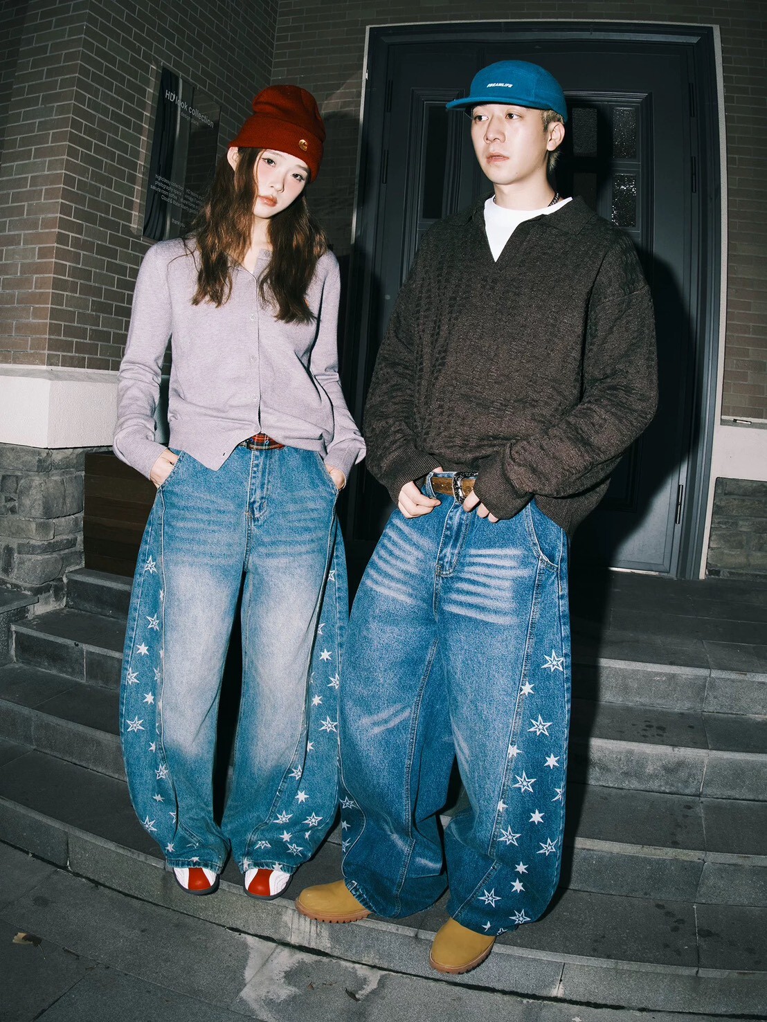 LEMANISM 美式復古做舊 星星牛仔褲