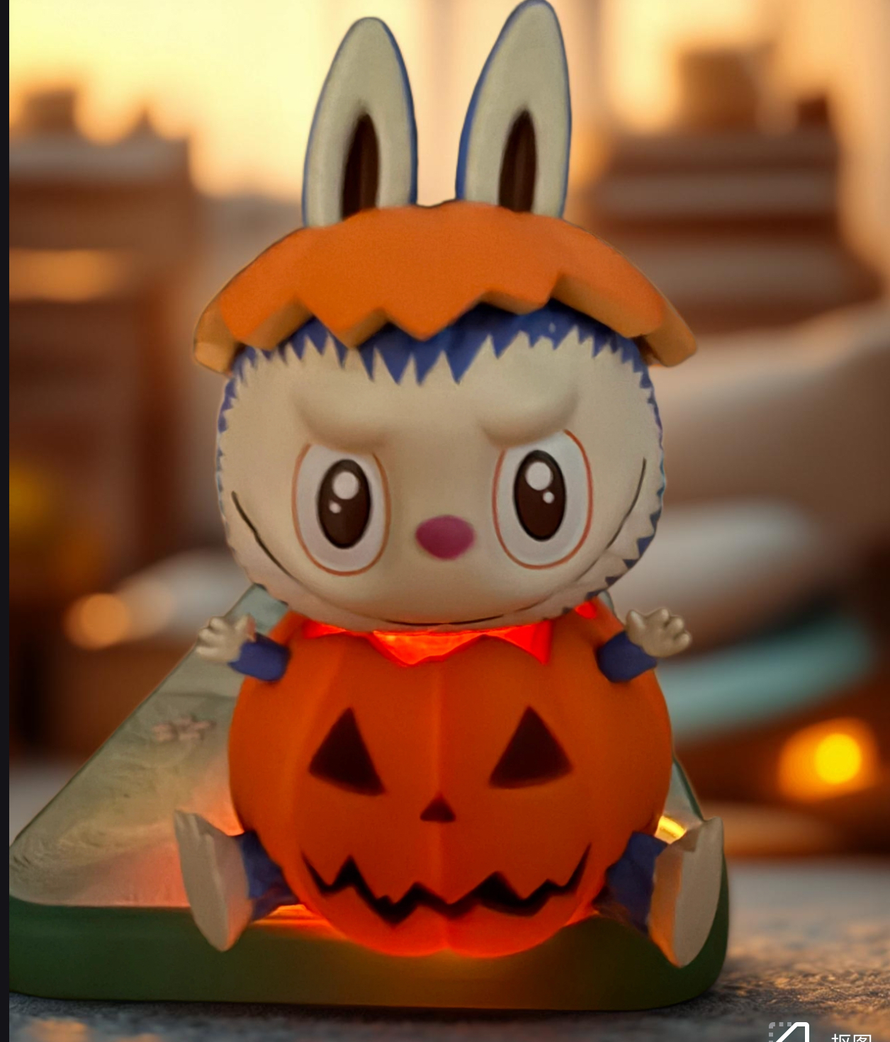 LABUBU萬聖節南瓜手辦擺設自己配燈仔