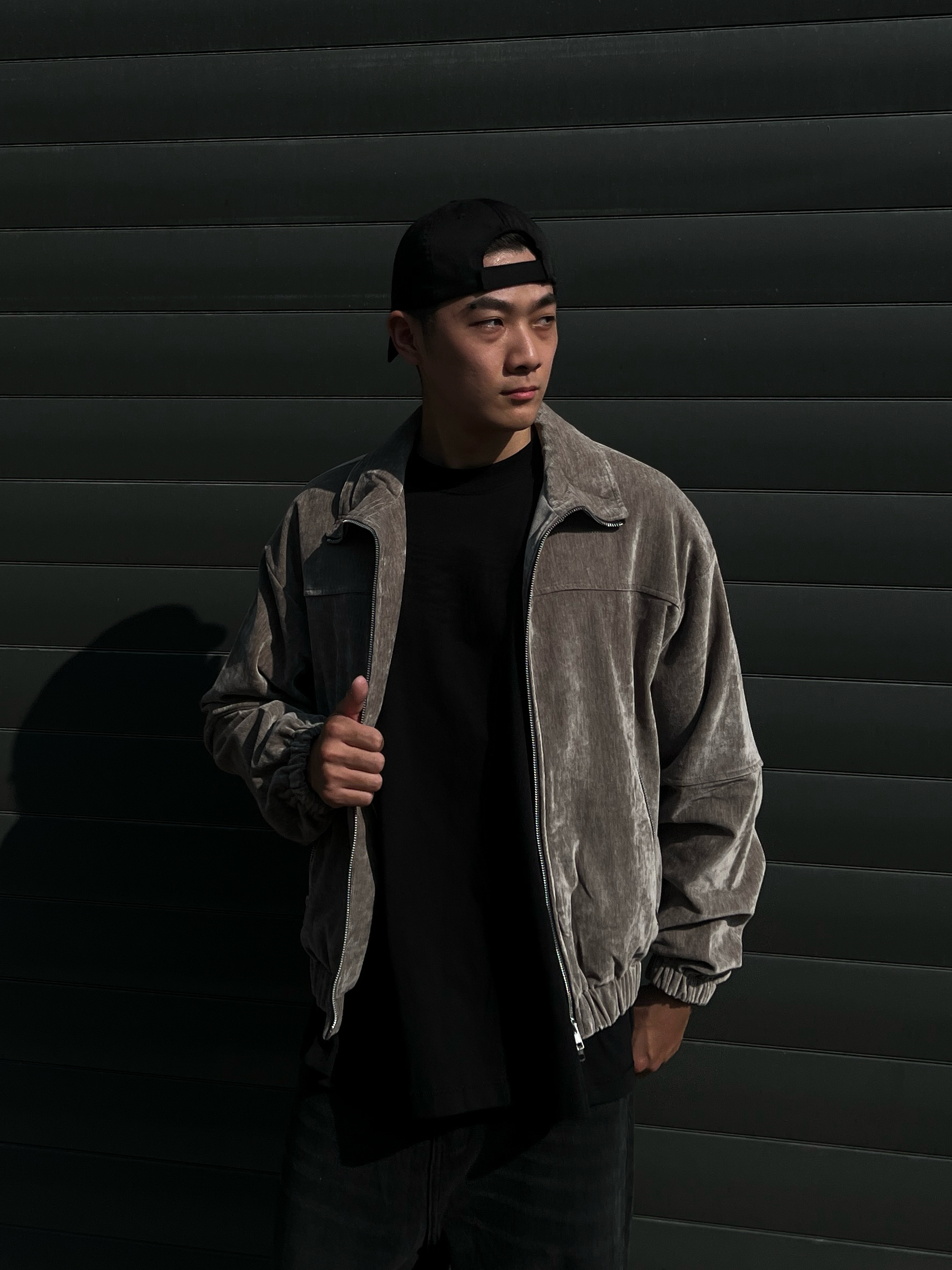 [1atm] 絨面-立領短版外套