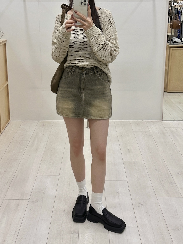 萬年不敗刷色感牛仔短裙