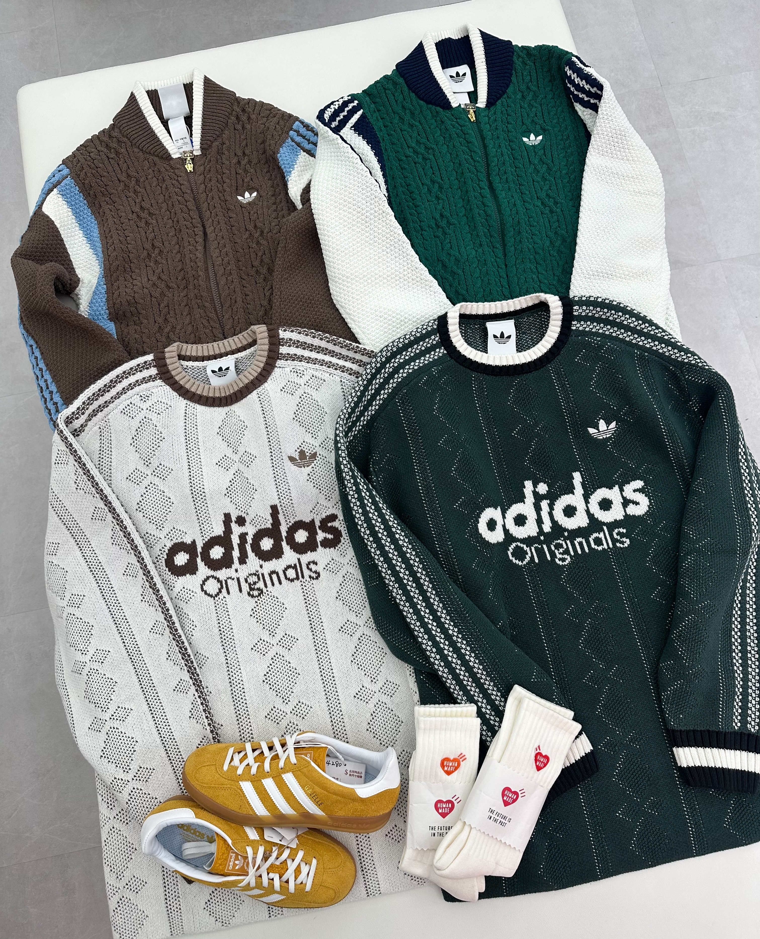 ADIDAS OG 復古感麻花針織外套 兩色