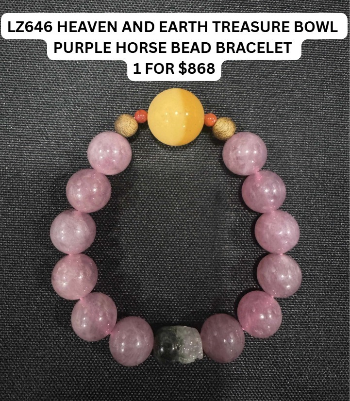 LZ646 HEAVEN AND EARTH TREASURE BOWL PURPLE HORSE BEAD BRACELET